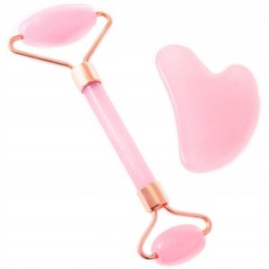 masażer do twarzy zestaw roller + kamień gua sha 2w1